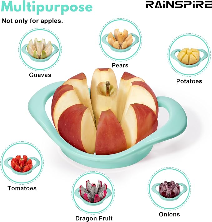 Rainspire Apple Cutter 8 Slices, 8 Blade Apple Slicer and Corer, Apple Corer Tool with Stainless Steel Blades, Super Sharp Fruit Cutter Fruit Slicer, Mint Green