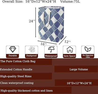 Waterproof Laundry Hamper Collapsible Laundry Basket Leather Handle Laundry Bag Large Clothes Storage Toy Organization for Bathroom Bedroom Laundryroom College Dorms (LXY-888)