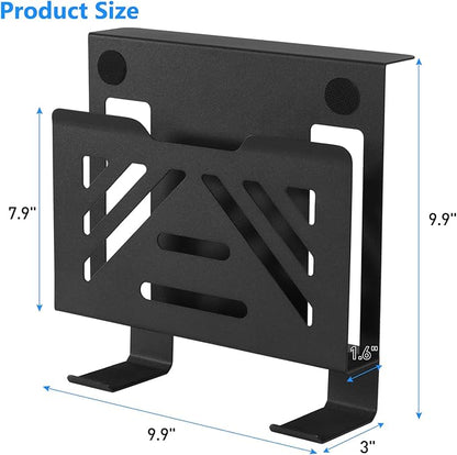 MAXECHO Desk Side Storage, Under Desk Laptop Mount, Table Side Hanging File Organizer, No Drill Clamp On Cable Management Tray, Laptop Holder with 2 Hooks for Office and Home, Load 22 Lbs