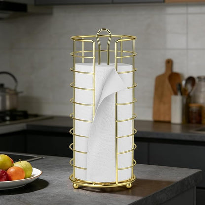 Toilet Paper Holder Stand - Freestanding Toilet Paper Storage,Gold Bathroom Organizer,3 Mega Roll Toilet Paper Roll Holder for Under Sink, Vanity, Cabinet Shelf (Gold)