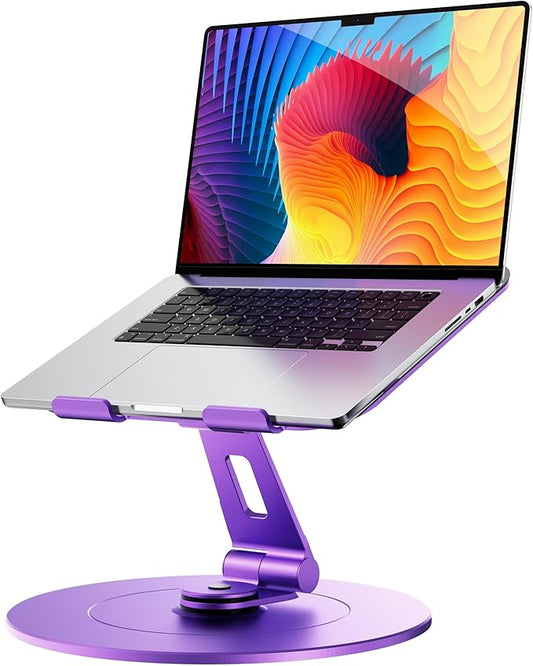 LOXP Laptop Stand with Phone Holder, Adjustable Laptop Stand with Base, Aluminum Computer Mount Holder, Ergonomics Lectern Stand, Fits MacBook, up to 17.3" All Notebooks Purple