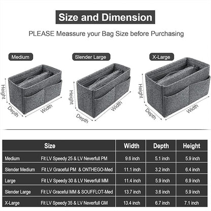 OMYSTYLE Purse Organizer Insert, Felt Tote Bag Organizer Insert with 5 Sizes, Handbag Dividers for Inside Purse, Compatible with Longchamp, Neverful, Speedy and More