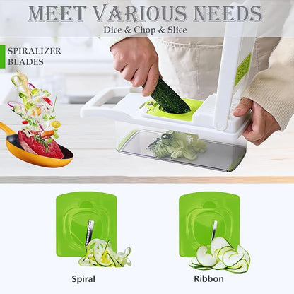 Pro-Series 20-in-1 Vegetable Chopper, Dewpeton Mandoline Slicer, Veggie Chopper, Food Chopper with Container, Vegetable Cutter Chopper & Spiralizer for Onion Salad (Home Essential Gadget & Kitchen)