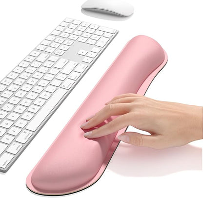 Dapesuom Enlarge Keyboard Wrist Rest, Memory Foam Keyboard Wrist Cushion for Computer Desk Mats Support, Typing Pain Relief Ergonomic Mouse Pad Rests with Non-Slip Base for Gaming, Laptop, Rose Pink