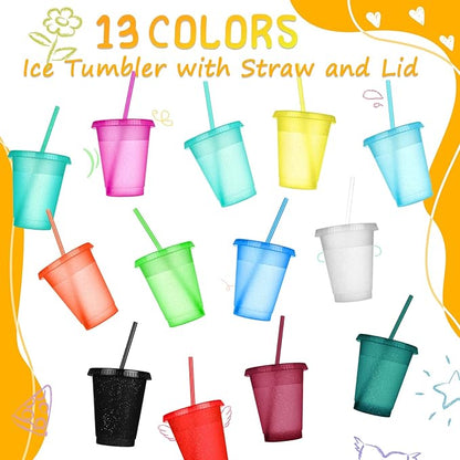 Sieral Cups with Straws and Lids Kids Tumbler with Straw Reusable Water Bottle Iced Coffee Travel Mug Adults Plastic Cups for Parties 16 oz(Modern Colors,30 Pack)