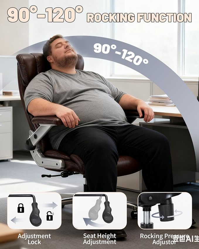 800lbs Executive Chairs with 5D Flip Arms, Heavy Duty Office Chair with Adjustable Lumbar Support, Office Chair for Heavy People, Big and Tall chair with Quiet Rubber Wheel and Extra Wide seat