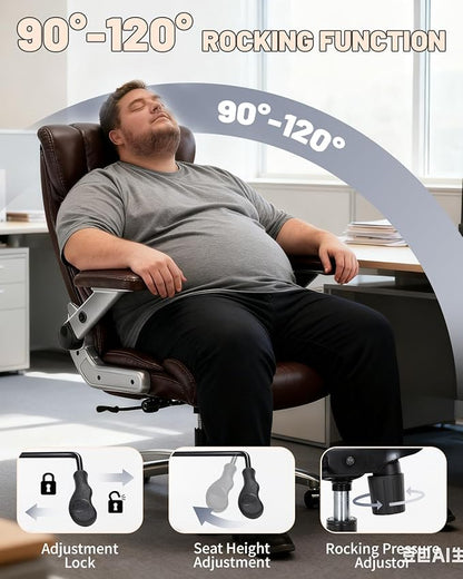 800lbs Executive Chairs with 5D Flip Arms, Heavy Duty Office Chair with Adjustable Lumbar Support, Office Chair for Heavy People, Big and Tall chair with Quiet Rubber Wheel and Extra Wide seat