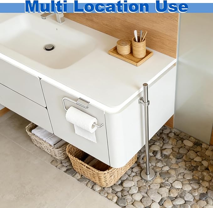 2PCS 12.4 Inch Cabinet Door Paper Towel Holder, Under Sink Mount Paper Towel Rack Organizer for Kitchen Bathroom Laundry Room Camper, Tissue Storage