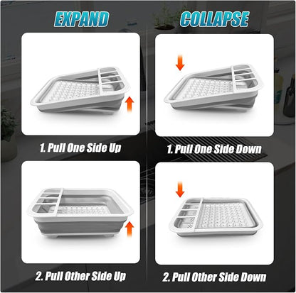 Collapsible Dish Drying Rack Portable Dish Rack for Kitchen RV Campers Travel Trailer - Space Saving Kitchen Storage Tray, Send Goods from Local Warehouse