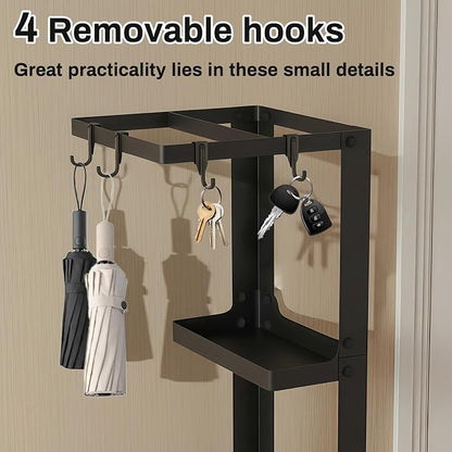 Umbrella Stand, Metal Umbrella Stand Indoor, 20 Inch Umbrella Holder for Entryway, Shelf for use with Small Umbrellas and Bottom Drip Tray for use with