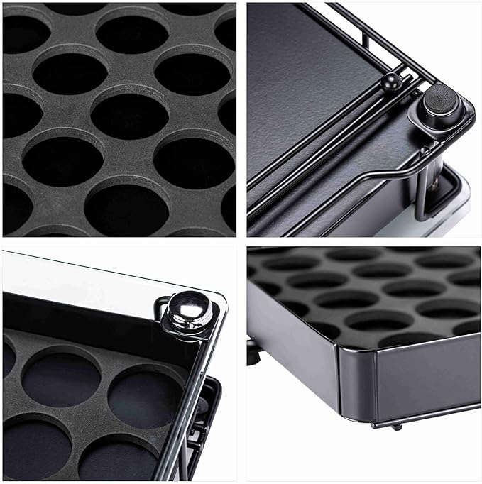 ZCDCP Coffee Pod Holder, Crystal Tempered Glass Nepresso Original Pod Drawer, Black Nespresso Originaline Pod Storage Organizer, 42 Pods