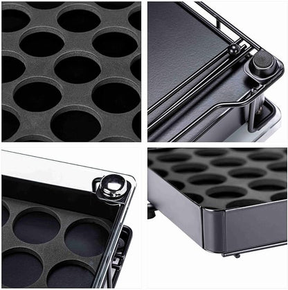 ZCDCP Coffee Pod Holder, Crystal Tempered Glass Nepresso Original Pod Drawer, Black Nespresso Originaline Pod Storage Organizer, 42 Pods
