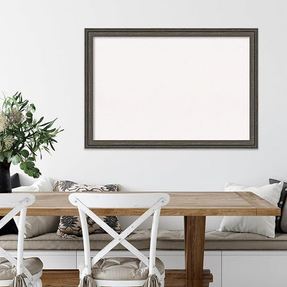 Amanti Art White Cork Board for Wall, 27x39 Vision Board with Brown Wood Frame, Large Corkboard Office Decor for Home Organization, Rustic Farmhouse Corkboard Pinboard to display items for home