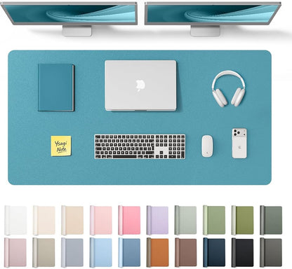 YSAGi Leather Desk Pad Protector, Office Desk Mat, Large Mouse Pad, Non-Slip PU Leather Desk Blotter, Laptop Desk Pad, Waterproof Desk Writing Pad for Office and Home (Turquoise,47.2" x 23.6")