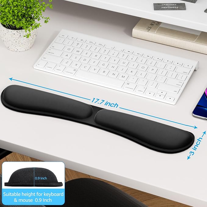 KTRIO Ergonomic Keyboard Wrist Rest, Memory Foam Wrist Support, Black | Ergonomic Design, Non-Slip Base, Office and Home Use, Optimal Size & Universal Fit