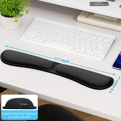 KTRIO Ergonomic Keyboard Wrist Rest, Memory Foam Wrist Support, Black | Ergonomic Design, Non-Slip Base, Office and Home Use, Optimal Size & Universal Fit