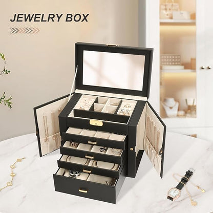 Large Jewelry Organizers and Storage, Jewelry Box for Women 5 Layers Jewelry Organizer, Large Jewelry Boxes & Organizers for Women, Black