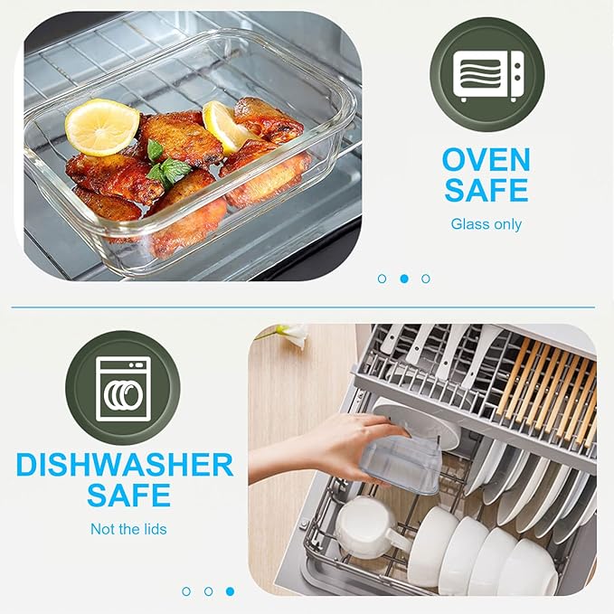 30 Pieces Glass Food Storage Containers, Meal Prep Set with Snap Locking Lids, Airtight lunch Containers, BPA-Free, Microwave, Oven, Freezer & Dishwasher Friendly,Blue