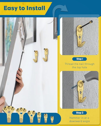 Uniclife 152 Pcs Picture Hanging Kit, 10 lb, 20 lb, 30 lb, 50 lb, 75 lb, 100 lb Heavy Duty Picture Hangers for Drywall & Wood, Picture Hanging Hooks, Frame Hooks for Hanging Photos Mirrors Paintings