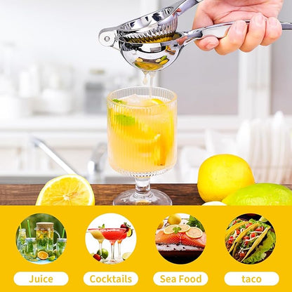 Rekix Lemon Squeezer, Max Extraction Hand Press Lemon Juicer, Heavy Duty Manual Orange Juicer, Sturdy Metal Lime Squeezer, Durable Handheld Citrus Fruit Squeezer for Kitchen Bar, Exprimidor De Limones