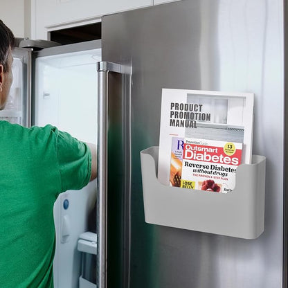 Jomola No Drilling Wall Mount File Holder - Office Wall Hanging Files & Magazines Organizer - Plastic Door Mount with Adhesive Pad, Gray (1 Count)