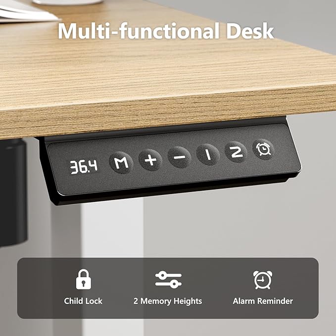 Electric Standing Desk 55 x 24 Inches, Height Adjustable Sit Stand Home Office Computer Desk with Memory Presets,Wood Color