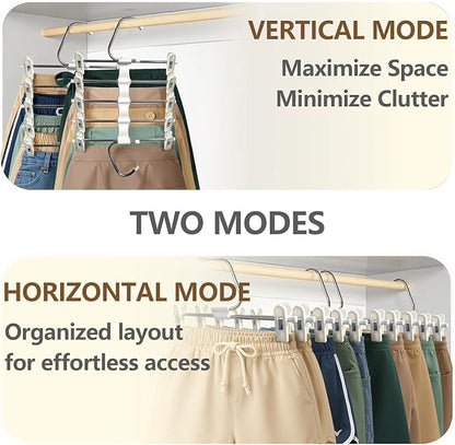 Skirt Hangers Pants Hangers Space Saving with Clips - 2 Pack - Space Saving Metal Closet Organizer for Shorts, Skirts, and Pants - Closet Organizer and Storage for Pants Jeans Skirts Legging