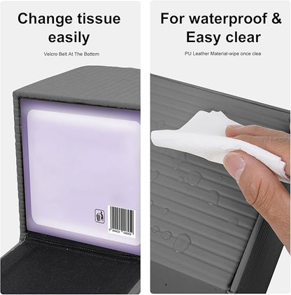 Gray Square PU Leather Tissue Box Cover with Magnetic Bottom – Stylish Cube Holder for Napkins, Decorative for Bathroom, Living Room, Office, Car, Nightstand