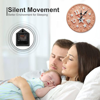 Wall Clock， Starry Sky Theme Non Ticking Wall Clocks Battery Operated， Peach Wooden Wall Clocks for Kitchen， Living Room， Bedroom， Office， Bathroom Decorative 25 * 25cm