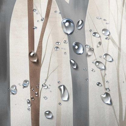 MERCHR Brown Grey Tree Fabric Shower Curtain, Art Style Abstract Birch Forest Rustic Wood Polyester Fabric Waterproof Bath Curtain, Farmhouse Bathroom Shower Curtains with Hooks 72X72 Inch
