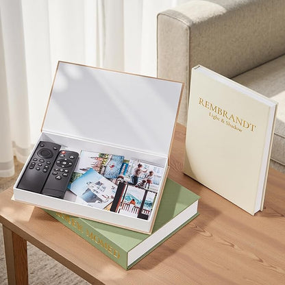 JARLINK Aesthetic Decorative Books, Set of 3 Linen Faux Books for Coffee Table, Bookshelf or Mantle Decor, Stylish Book Storage Boxes for Home Decor, Photo Organization, and Keepsake Storage,Sage