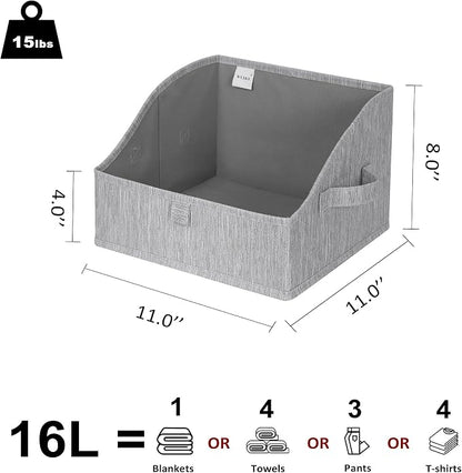 WUIKE Trapezoid Storage Bins for Closet Organizers and Storage, Fabric Closet Bins with Handles, Foldable Storage Baskets for Clothes, Purse, Blanket, Light Gray, Large, 3-Pack