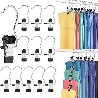 Legging Organizer for Closet, Metal Yoga Pants Hangers 20 Pack Hanging Clips w/Rubber Coated Holds Leggings, Space Saving Hanger Closet Organizers and Storage for Workout Sets, Hat