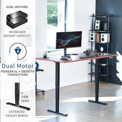 VIVO Electric 71 x 36 in Dual Motor Sit Stand Desk, Memory Height Adjustment, 2B Series, Dark Walnut Top Black Frame, DESK-KIT-2B7D-36