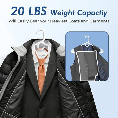 HOUSE DAY Quality Plastic Clothes Hangers 12 Pack – Super Heavy Duty 20lb Capacity Thick Strong Closet Hangers White for Adult Clothing – Durable for Coats, Jackets, Jeans, Pants
