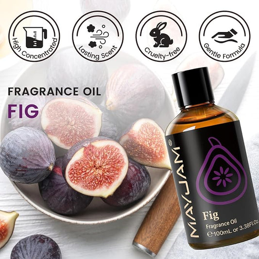 MAYJAM 100ML/3.38FL.OZ Fig Fragrance Oils with Glass Dropper, Essential Oils for Diffusers for Home, Long Lasting Scented Oils for Diffusers Soap Candle Making
