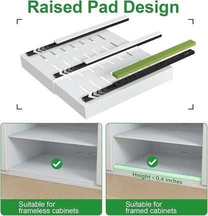 PAKETA 1 Pack Expandable Pull Out Cabinet Organizer, 21'' Deep Pull Out Drawers for Cabinets, Upgrade 3 Slide Rails Sliding Drawers for Cabinet with Adhesive Nano Film (White)