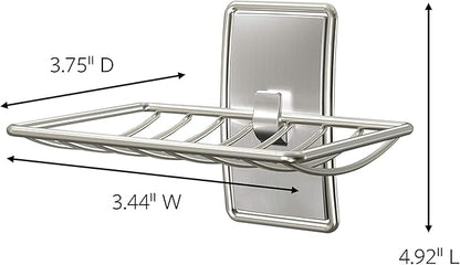 Command Soap Dish for Shower,Damage Free Hanging Bathroom Soap Dish,No Tools Bar-Soap Holder,1 Satin Nickel-Soap-Dish and 2 Water-Resistant Command Strips,(Pack of 8)