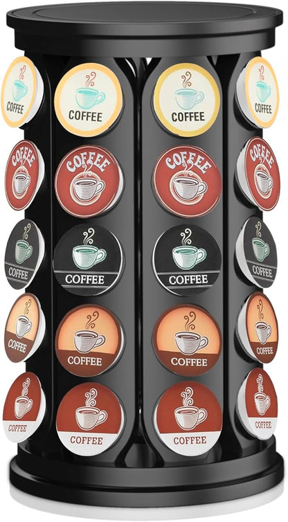 CEHNCEH K Cup Holder, Coffee Pods Holder Storage Organizer Stand Carousel Compatible with 40 Keurig K-Cup Pods, Home or Office Kitchen Counter (Black)