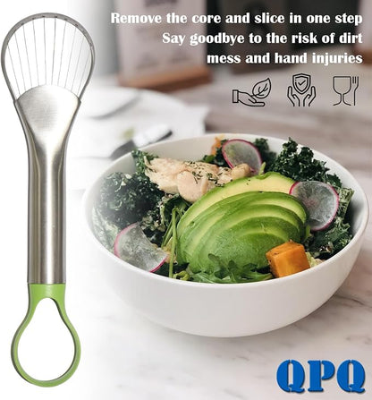 QPQ 2-in-1 Avocado Slicer & Pitter, Stainless Steel Kitchen Tool with Wire End for Scooping, Loop End for Pit Removal, Dishwasher Safe，Stainless Steel Avocado Slicer