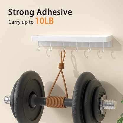 niffgaff White Key Holder Wall Mount, Stainless Steel Self Adhesive Hooks Rack with Shelf, No Drill Key Hanger for Door and Wall