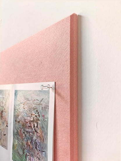 Felt Wall Tiles | Large Cork Board Alternative | Aesthetic Felt Bulletin Board for Office, Home & Classroom | Large Cork Boards for Walls Pinboard (12-Pack) | Pink