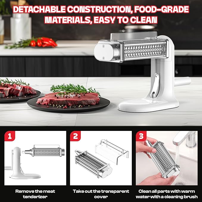 Cofun Manual Meat Tenderizer Tool, Meat Tenderizer Machine with Stainless Steel Gear, Steak Flatten Cuber Rolling Meat Poultry Tenderizer, Meat Tenderizer Kitchen Tool