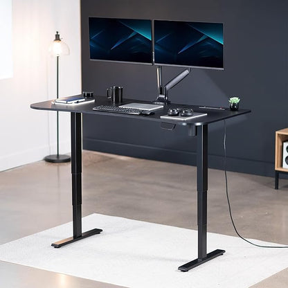 VIVO Electric 63 x 32 in Standing Desk with Built-in Power Strip, Touch Screen Adjustment, 220 lb Frame Support, 2E Series, Black Top Black Frame, DESK-KIT-2EBAC