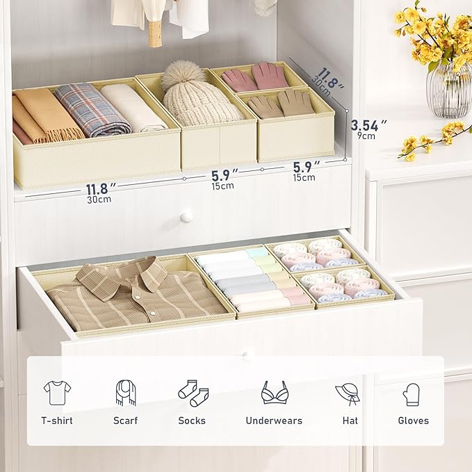 DIMJ Drawer Organizer Clothes 28 Pack - Foldable Baby Organizers and Storage Dresser Organizer for Bedroom, Closet Nursery Organization Dresser Dividers for underwear, Sock, Bra, Belt, Tie