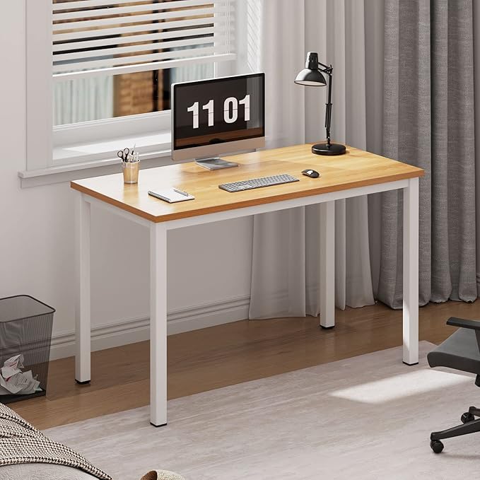 Need Computer Desk 39.4 inches Computer Table Writing Desk Workstation Office Desk, Teak White
