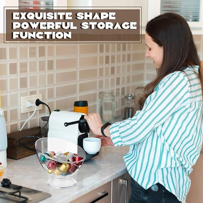 Zubebe 2 Pcs Clear Coffee Pod Holder, Large Plastic Coffee Organizer, Countertop Capsule Creamer Container, Versatile Candy Dish Salad Bowl Fruit Jar for Kitchen Office Bar
