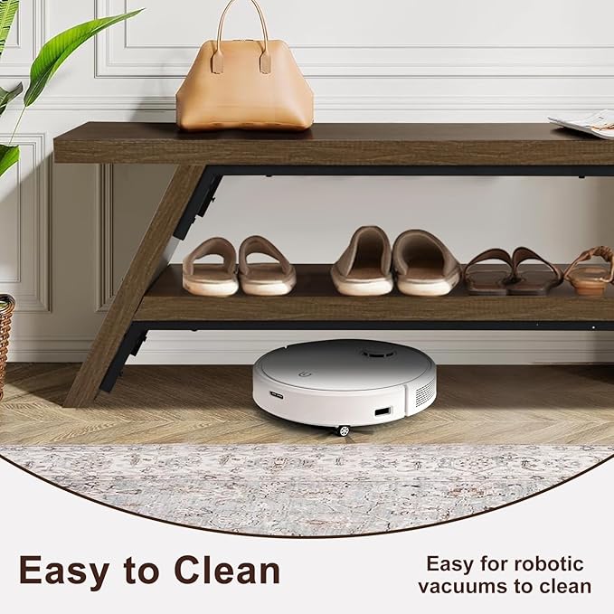 2-Tier Shoe Bench,Solid Wood Shoe Storage Bench,Modern Narrow Bench for Entryway, Kitchen, Bedroom, Dining（Brown）