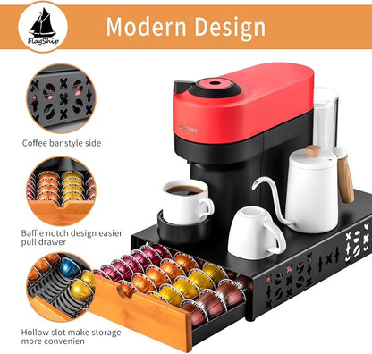 FlagShip for Vertuo Pod Holder Coffee Pod Storage for Nespresso Pod Black Metal Fits All Size Vertuo Pods
