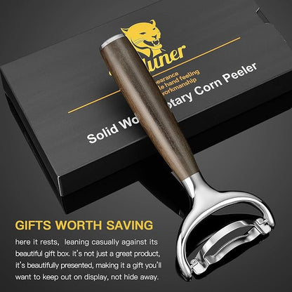 KULUNER Corn Peeler with Chacate Preto Ebony Wood Handle - Sharp 304 Stainless Steel Blade, Smooth Corn Kernel Cutter for Kitchen, Meal Prep, Gift for Cooking Lovers (Chacate Preto)